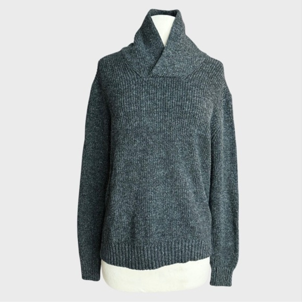 Small Unisex‎ American Eagle Wool Blend Mock Neck Dark Gray Sweater Preppy